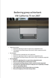 Brochure Bediening achterbankgreep T5 California tot modeljaar 2006