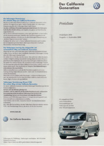 Brochure Prijslijst T4 California Generation 2000 (D)